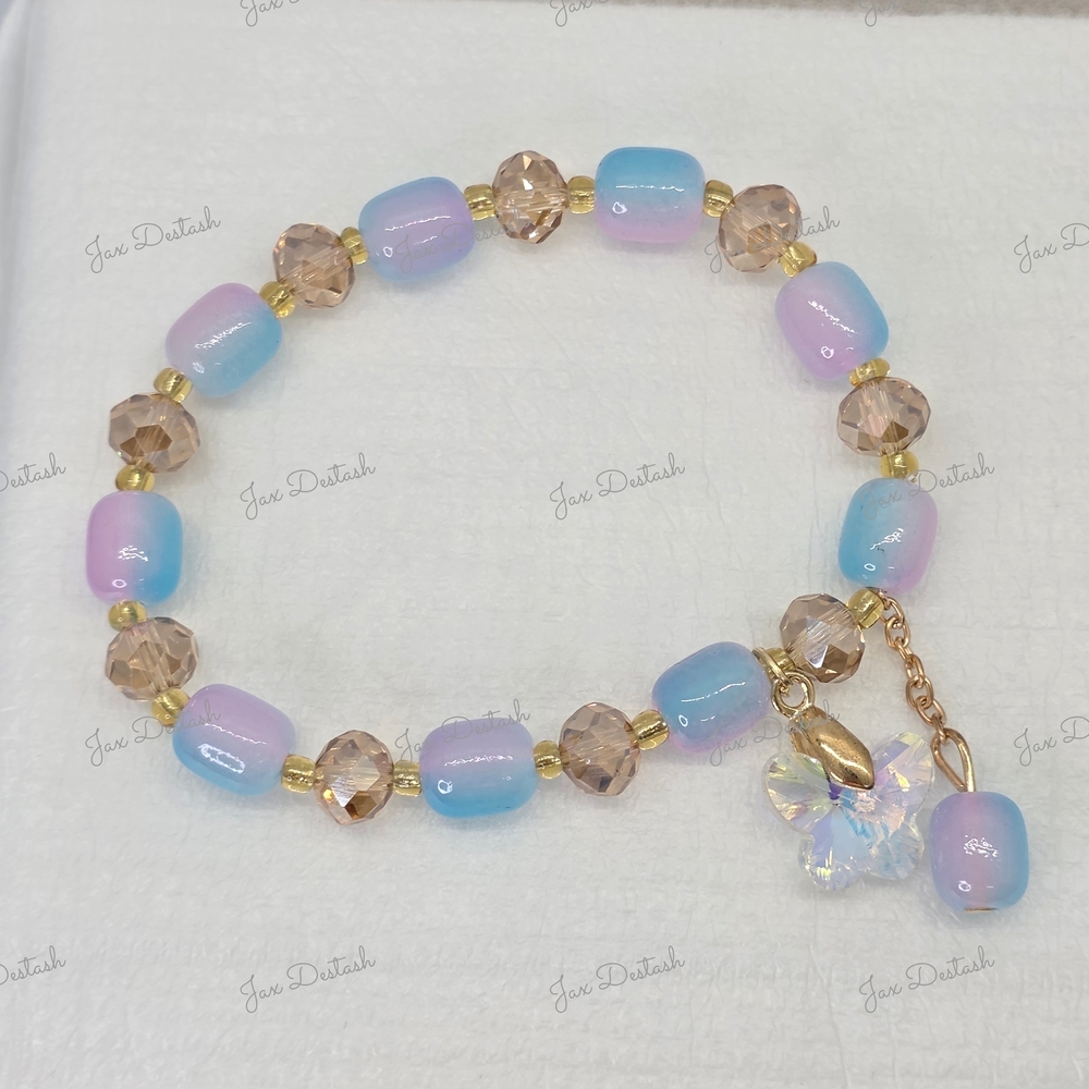 Elegant Beaded Bracelet with Butterfly Charm BR202 - Picture 2 of 3